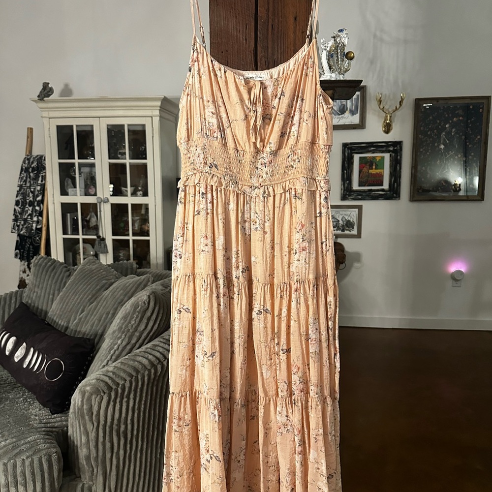 By the River Floral Peach Dress